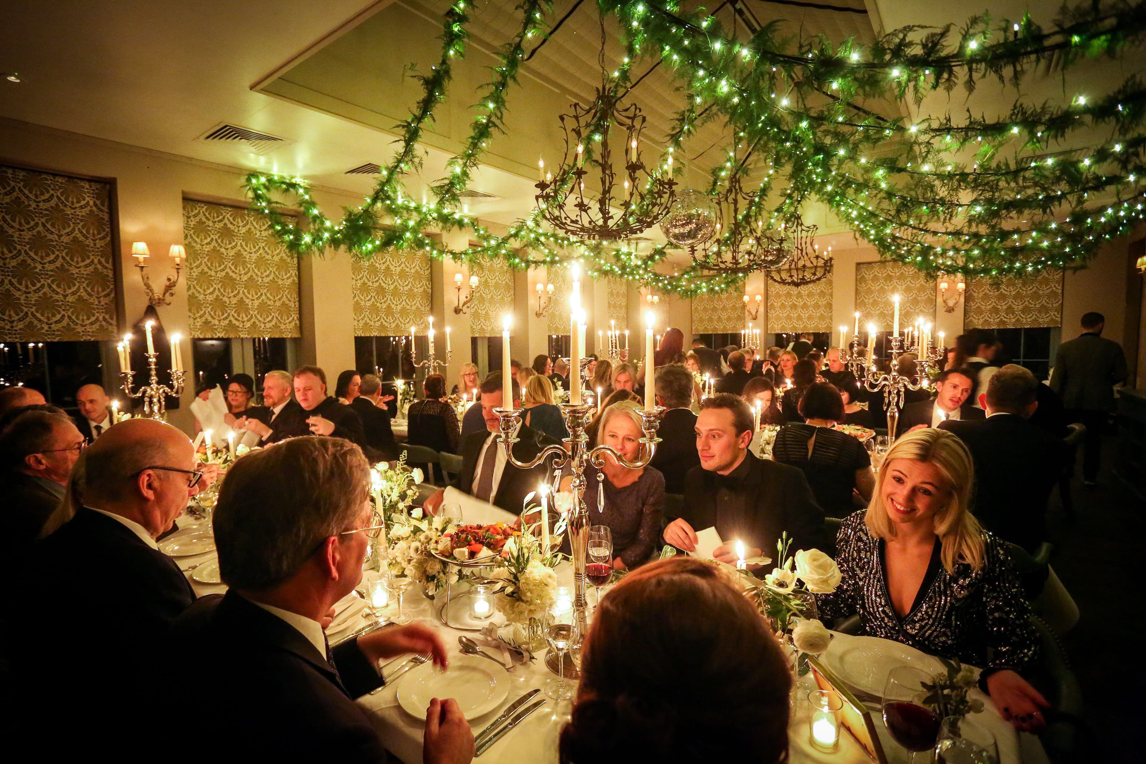 Babington House Orangery with sophisticated lighting and venue styling