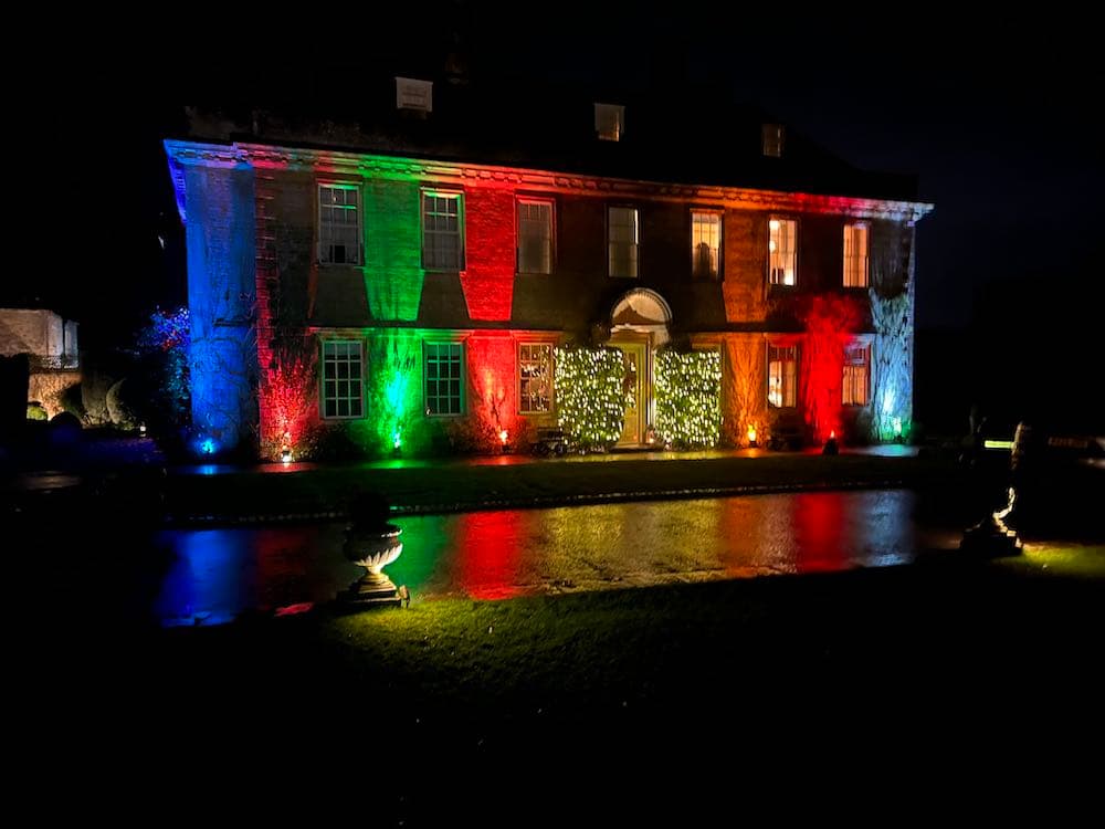 Dynamic party lighting with vibrant colors creating an energetic atmosphere