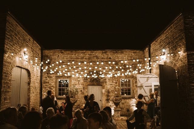 A stunning Festoon Lighting Canopy at Pennard House in Somerset