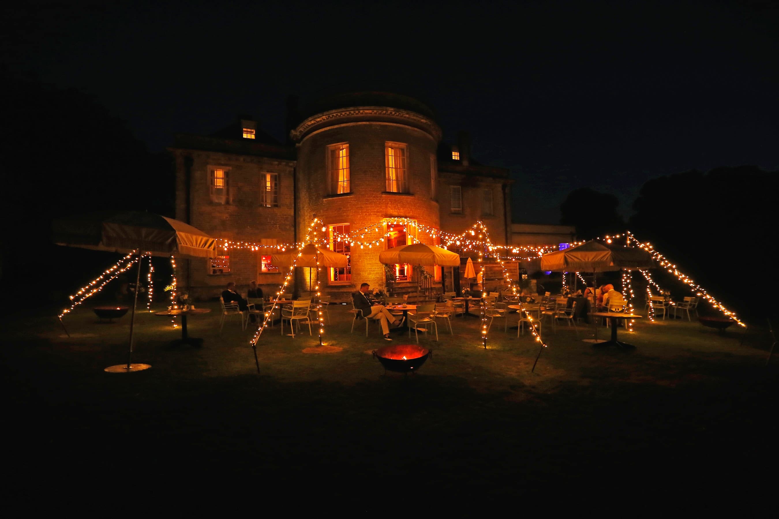 Chill Out Camp lighting with vintage Edison festoon at Babington House