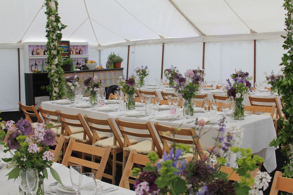 Image of a white traditional marquee interior